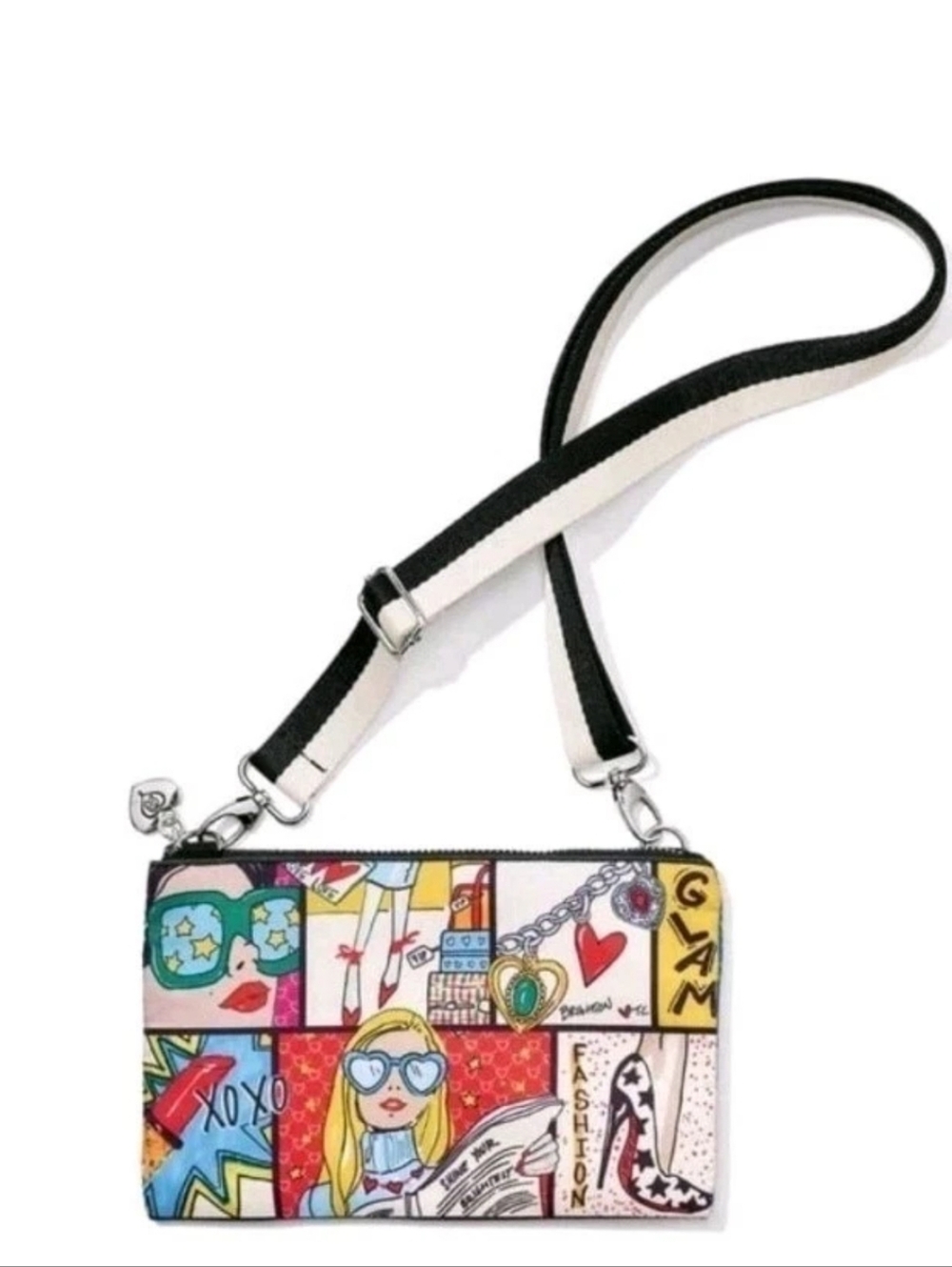 BRIGHTON Glam Girl Cross Body Pouch Purse, Fashionista Print,  NWT